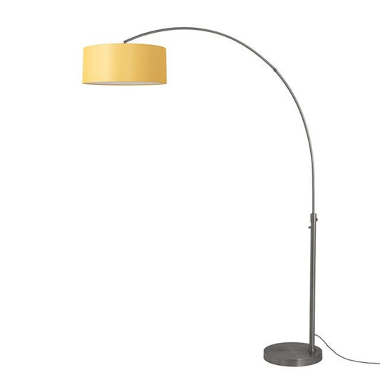 Nova California Float 92in 1-Light Arc Lamp | Industrial Black Nickel and Mustard Linen | Living Room & Home Office | Model 2110826MU