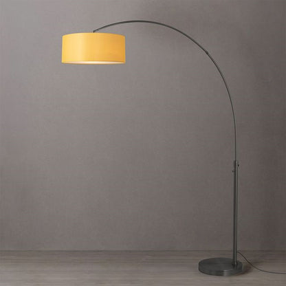 Nova California Float 92in 1-Light Arc Lamp | Industrial Black Nickel and Mustard Linen | Living Room & Home Office | Model 2110826MU