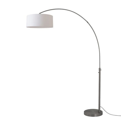 Nova California Float 92in 1-Light Arc Lamp | Modern Black Nickel and White Linen Shade | Living Room & Bedroom | 1500 Lumens 2700K | Model 2110826WH