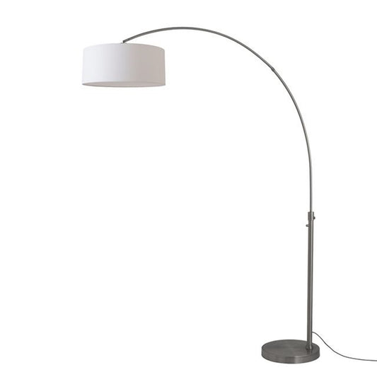 Nova California Float 92in 1-Light Arc Lamp | Modern Black Nickel and White Linen Shade | Living Room & Bedroom | 1500 Lumens 2700K | Model 2110826WH