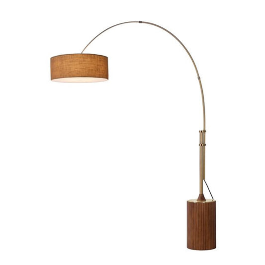 Nova California Tambo 92in 1-Light Arc Lamp | Industrial Weathered Brass and Burlap Linen Shade | Living Room & Bedroom | Model 2110832BU