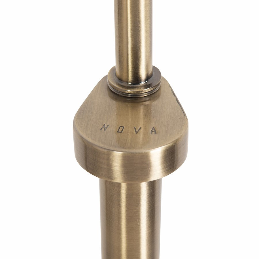 Nova California Tambo 92in 1-Light Arc Floor Lamp | Mid-Century Natural Ash Wood and Weathered Brass White Linen | Living Room & | Model 2110832LW