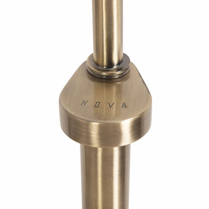 Nova California Tambo 92in 1-Light Arc Floor Lamp | Mid-Century Natural Ash Wood and Weathered Brass White Linen | Living Room & | Model 2110832LW