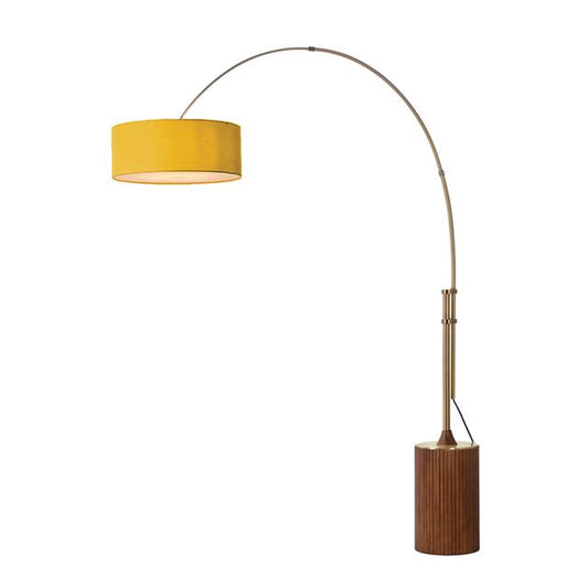 Nova California Tambo 92in 1-Light Arc Lamp | Mid-Century Weathered Brass and Mustard Linen | Living Room & Bedroom | Model 2110832MU