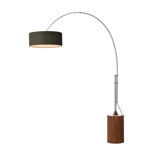 Nova California Tambo 92in 1-Light Arc Lamp | Mid-Century Modern Satin Nickel and Black Linen | Living Room & Bedroom | Model 2110833BK