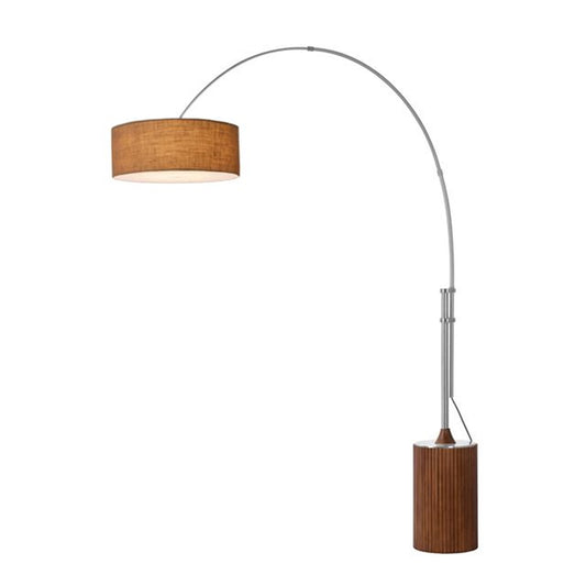 Nova California Tambo 92in 1-Light Arc Lamp | Mid-Century Modern Satin Nickel and Burlap Linen Shade | Living Room & Bedroom | Model 2110833BU