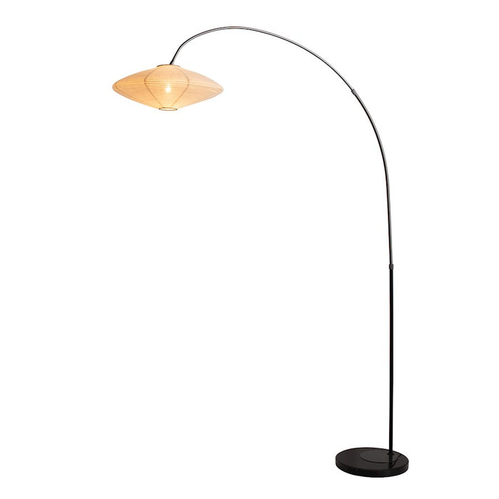 Nova California Roswell 1 Light Arc Lamp, Matte Black/White Linen - 2110833MB