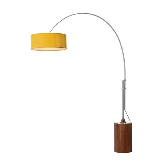 Nova California Tambo 92in 1-Light Arc Lamp | Mid-Century Satin Nickel and Mustard Linen | Living Room & Bedroom | 68 x 18 x 92 in | Model 2110833MU