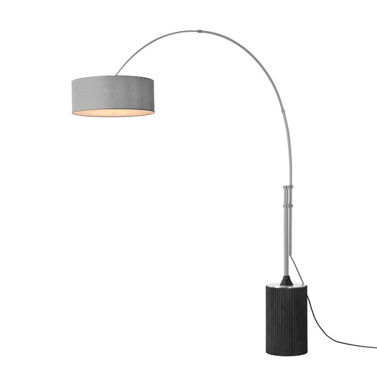 Nova California Tambo 92in 1-Light Arc Lamp | Mid-Century Satin Nickel and Cashmere Gray Linen | Living Room & Bedroom | Model 2110834CG