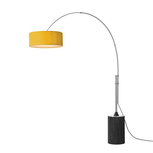 Nova California Tambo 92in 1-Light Arc Lamp | Mid-Century Satin Nickel and Mustard Linen | Living Room & Bedroom | 68 x 18 x 92 in | Model 2110834MU