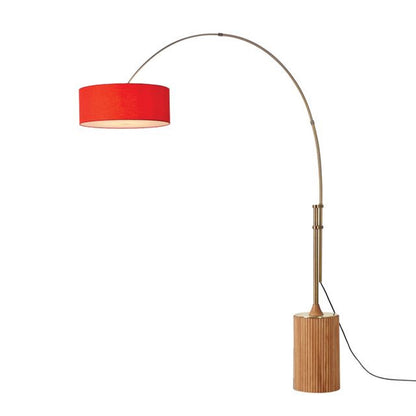 Nova California Tambo 92in 1-Light Arc Lamp | Mid-Century Weathered Brass and Crimson Red Linen | Living Room & Bedroom | Model 2110839CR