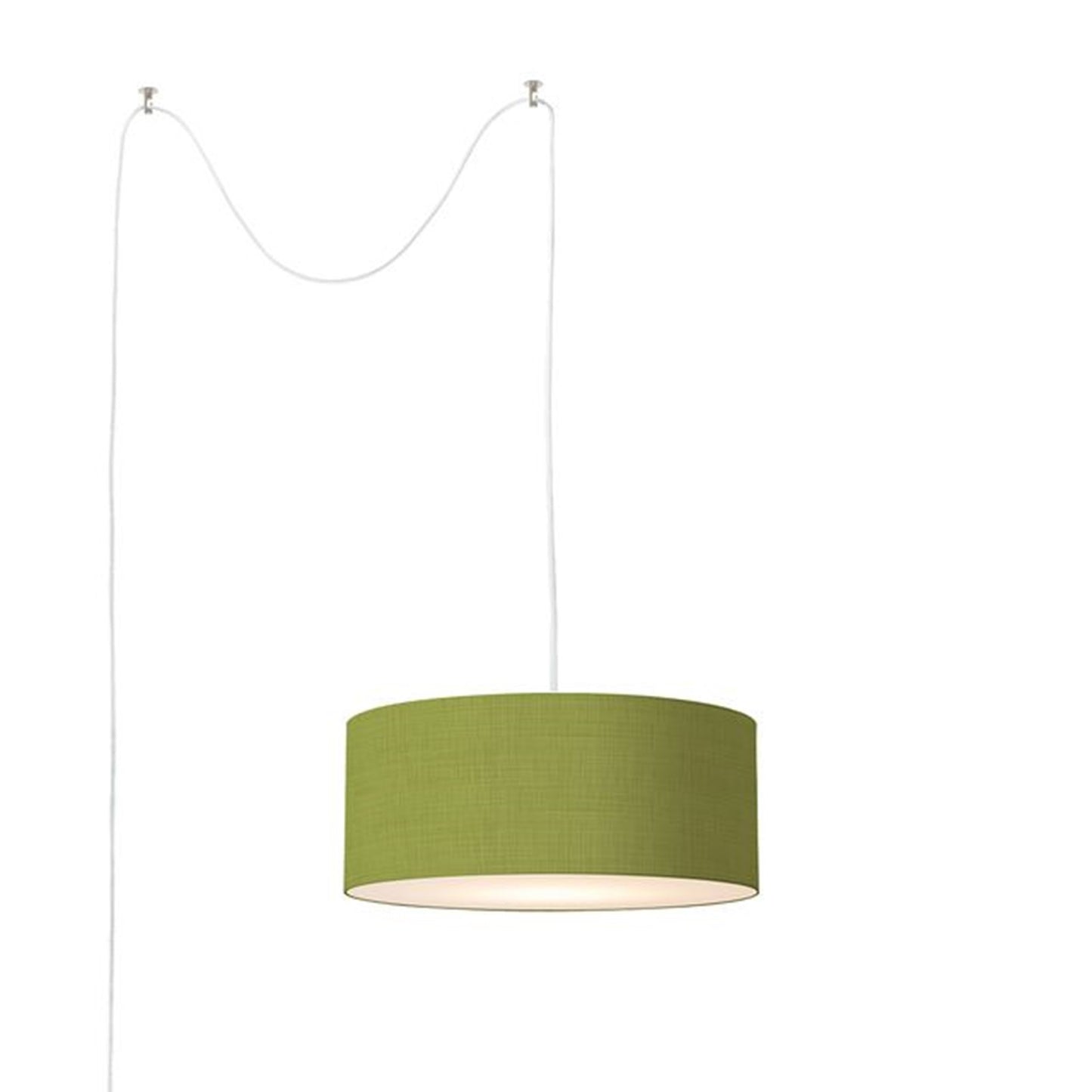 Nova California Stretch 18in 1-Light Swag Lamp | Modern Satin Nickel and Avocado Linen | Living Room & Bedroom | 1500 Lumens | Model 2110840AV