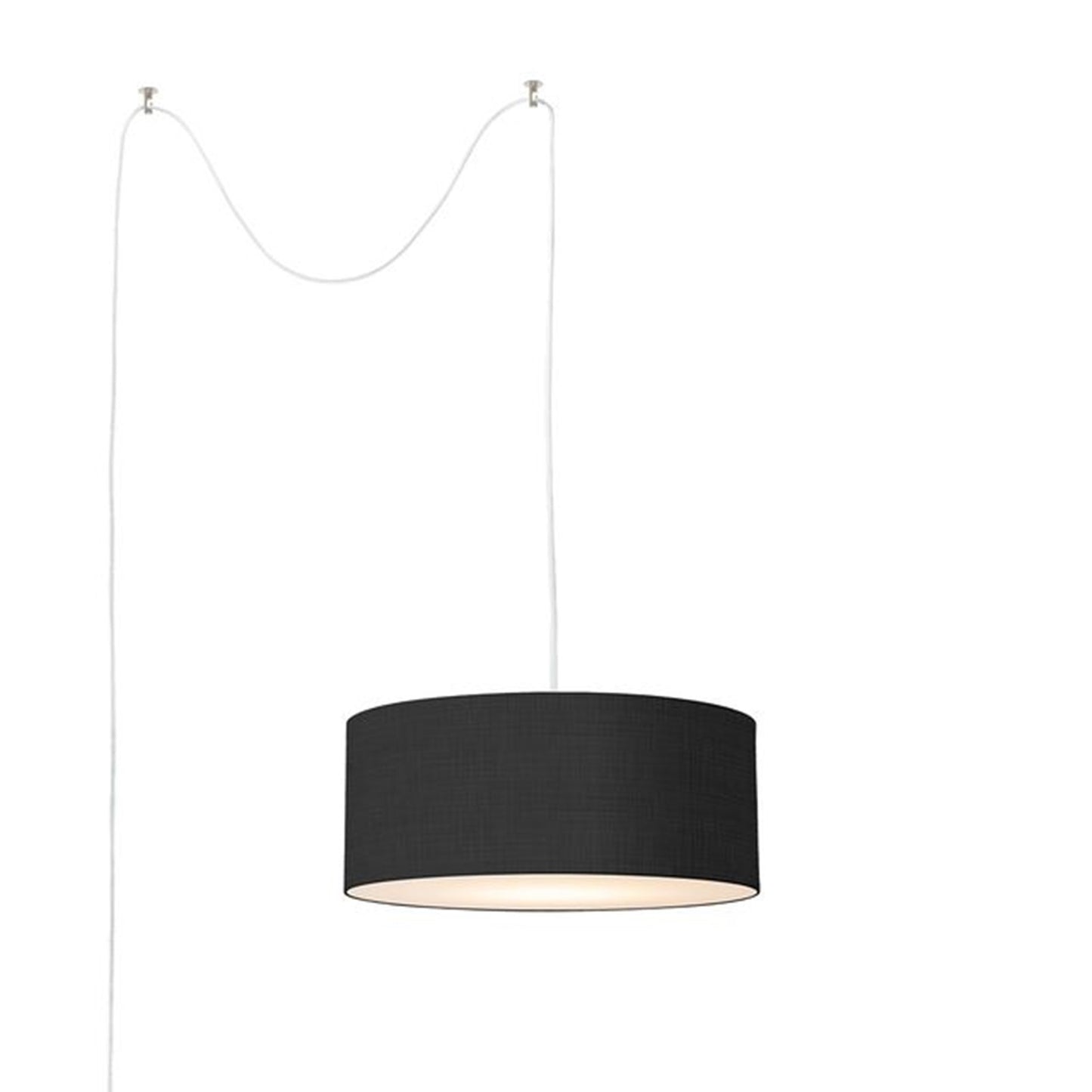 Nova California Stretch 18in 1-Light Swag Lamp | Modern Satin Nickel and Black Linen | Living Room & Bedroom | 1500 Lumens, 2700K | Model 2110840BK