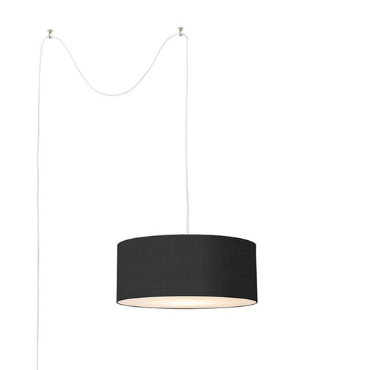 Nova California Stretch 18in 1-Light Swag Lamp | Modern Satin Nickel and Black Linen | Living Room & Bedroom | 1500 Lumens, 2700K | Model 2110840BK