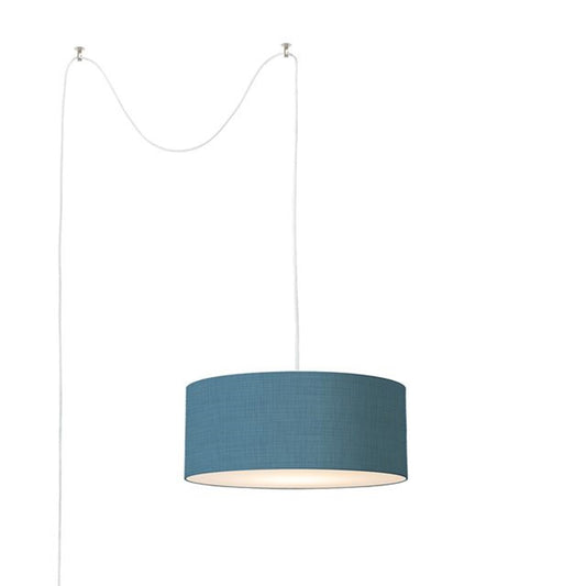 Nova California Stretch 18in 1-Light Swag Lamp | Modern Satin Nickel and Pool Blue Linen | Living Room & Bedroom | 1500 Lumens | Model 2110840BL