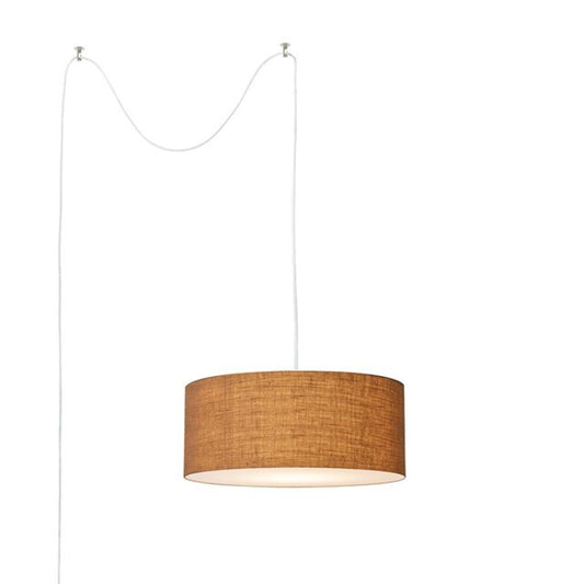 Nova California Stretch 18in Swag Lamp | Modern Satin Nickel and Burlap Linen | Living Room & Bedroom | 1500 Lumens, 2700K, Dimmable | Model 2110840BU
