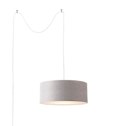 Nova California Stretch 22in 1-Light Swag Lamp | Modern Satin Nickel and Cashmere Gray Linen | Living Room & Bedroom | Model 2110840CG
