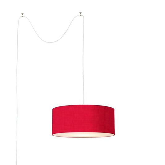 Nova California Stretch Swag Lamp | Satin Nickel and Crimson Red Linen | Living Room & Bedroom | 11 x 18 x 11 in | Model 2110840CR