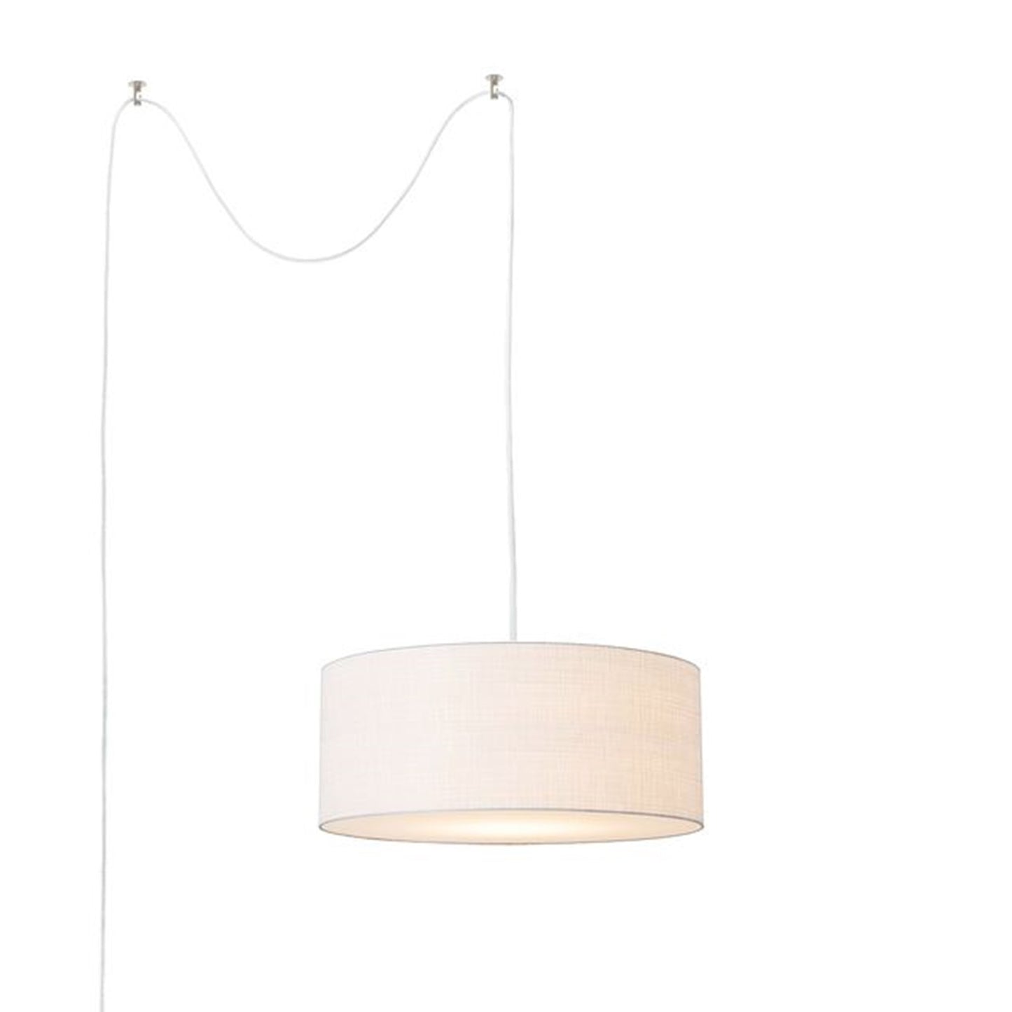 Nova California Stretch 22in 1-Light Swag Kit | Modern Satin Nickel and White Linen | Living Room & Bedroom | 11 x 18 x 11 in | Model 2110840WH