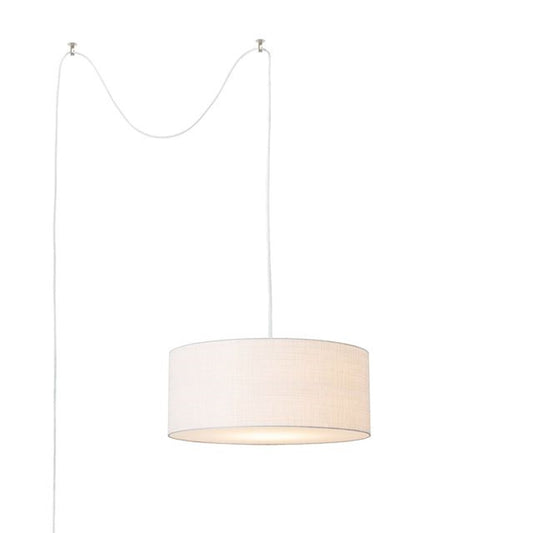 Nova California Stretch 22in 1-Light Swag Kit | Modern Satin Nickel and White Linen | Living Room & Bedroom | 11 x 18 x 11 in | Model 2110840WH