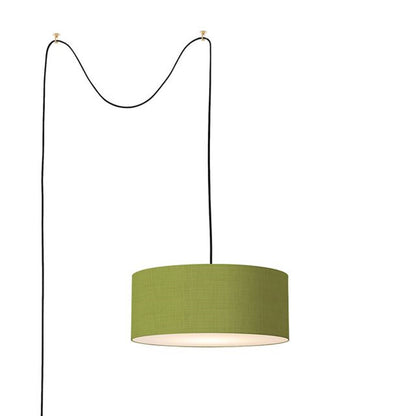 Nova California Stretch Swag Lamp 18in 1-Light Plug-In Pendant | Modern Weathered Brass and Avocado Linen | Living Room & Bedroom | Model 2110841AV
