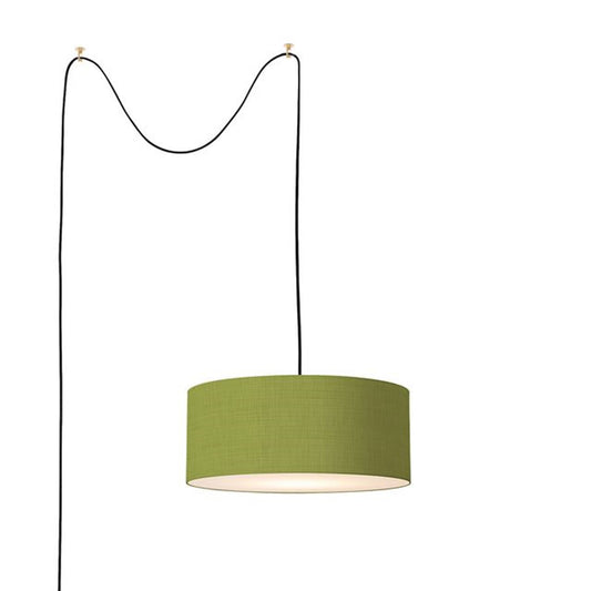 Nova California Stretch Swag Lamp 18in 1-Light Plug-In Pendant | Modern Weathered Brass and Avocado Linen | Living Room & Bedroom | Model 2110841AV