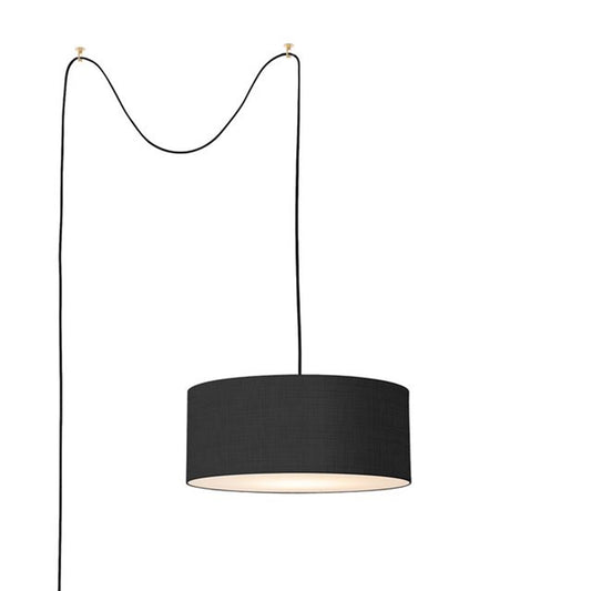 Nova California Stretch 18in Swag Lamp | Modern Weathered Brass and Black Linen | Living Room & Bedroom | 1500 Lumens, 2700K | Model 2110841BK