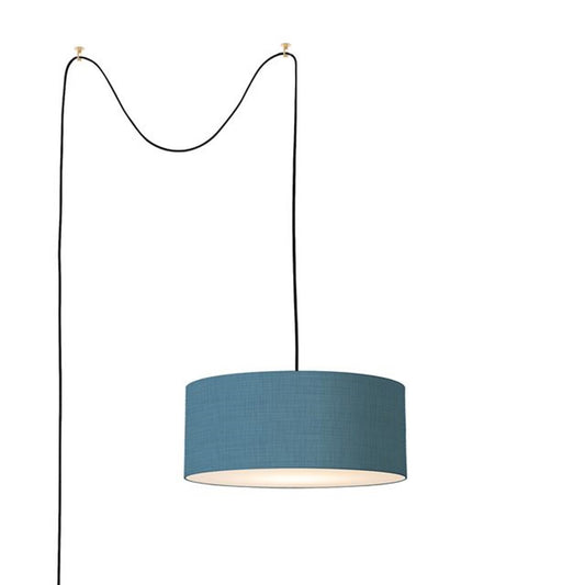 Nova California Stretch 18in Swag Lamp | Modern Weathered Brass and Pool Blue Linen | Living Room & Bedroom | 1500 Lumens, 2700K | Model 2110841BL