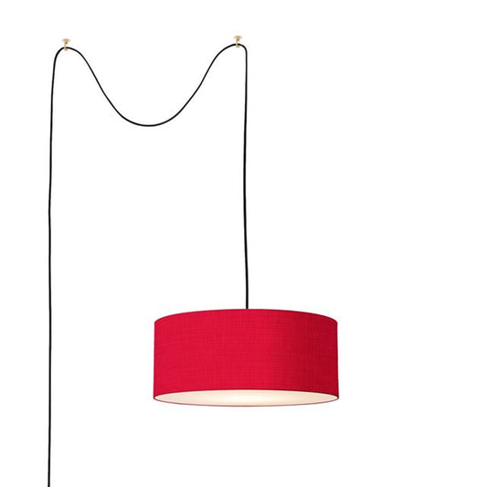 Nova California Stretch Swag Lamp | Weathered Brass and Crimson Red Linen | Living Room & Bedroom | 11 x 18 x 11 in | Model 2110841CR