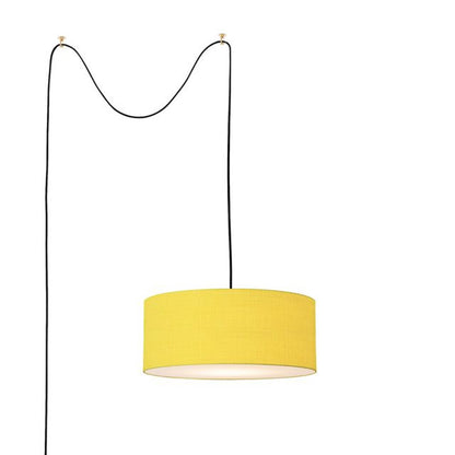 Nova California Stretch Swag Lamp 18in 1-Light Plug-In Pendant | Modern Weathered Brass and Mustard Linen | Living Room & Bedroom | Model 2110841MU