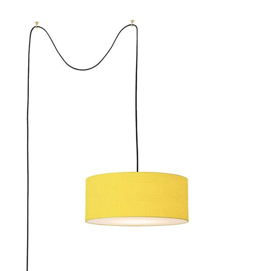 Nova California Stretch Swag Lamp 18in 1-Light Plug-In Pendant | Modern Weathered Brass and Mustard Linen | Living Room & Bedroom | Model 2110841MU