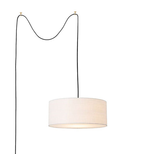 Nova California Stretch 18in Swag Lamp | Modern Weathered Brass and White Linen | Living Room & Bedroom | 1500 Lumens, 2700K | Model 2110841WH