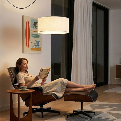 Nova California Stretch 18in Swag Lamp | Modern Weathered Brass and White Linen | Living Room & Bedroom | 1500 Lumens, 2700K | Model 2110841WH