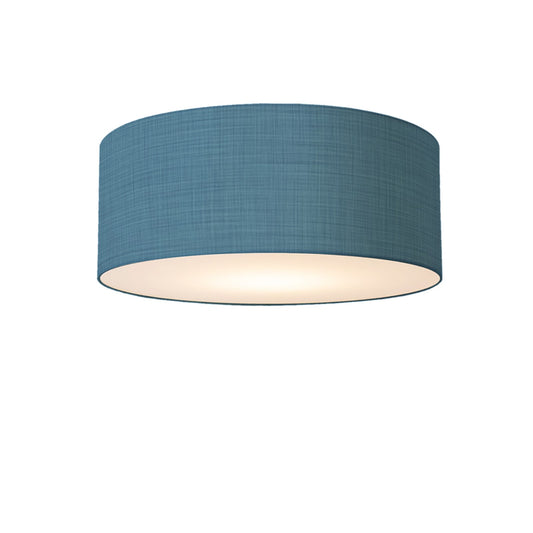 Nova California Stretch 22in 1-Light Flush Mount | Modern Satin Nickel and Pool Blue Linen | Bedroom & Hallway | 17 x 17 x 3.5 in | Model 2110842BL