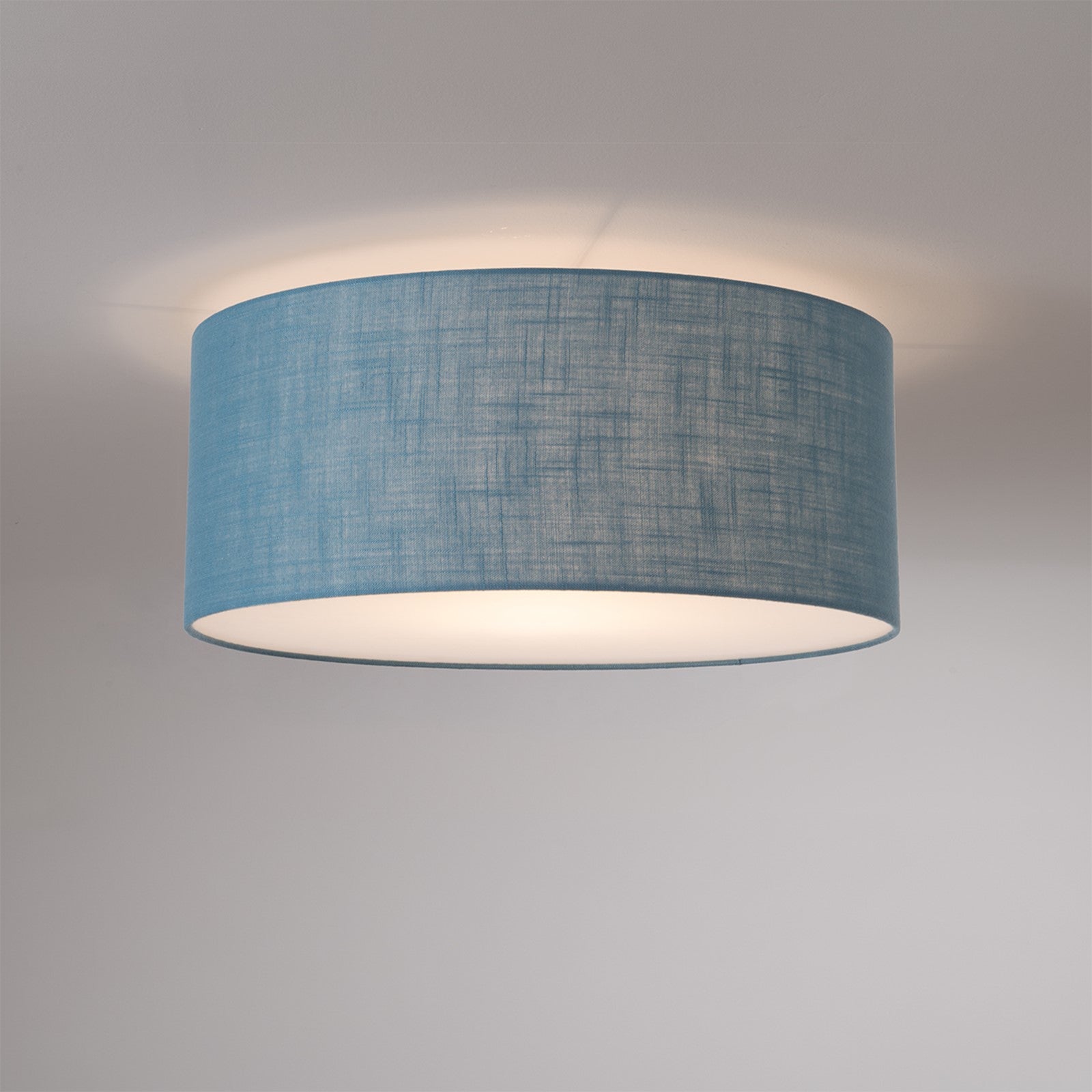 Nova California Stretch 22in 1-Light Flush Mount | Modern Satin Nickel and Pool Blue Linen | Bedroom & Hallway | 17 x 17 x 3.5 in | Model 2110842BL