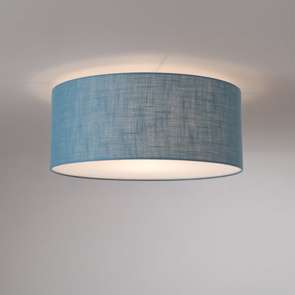 Nova California Stretch 22in 1-Light Flush Mount | Modern Satin Nickel and Pool Blue Linen | Bedroom & Hallway | 17 x 17 x 3.5 in | Model 2110842BL