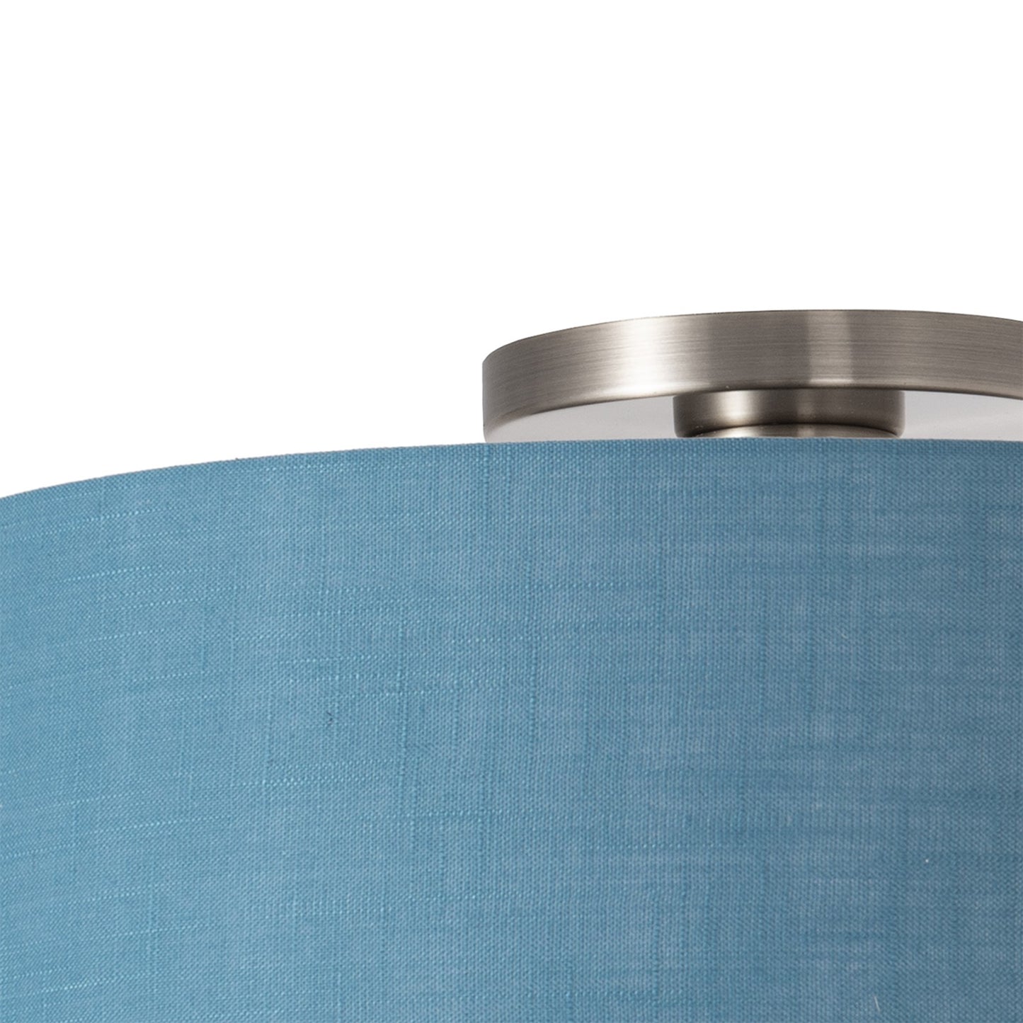 Nova California Stretch 22in 1-Light Flush Mount | Modern Satin Nickel and Pool Blue Linen | Bedroom & Hallway | 17 x 17 x 3.5 in | Model 2110842BL
