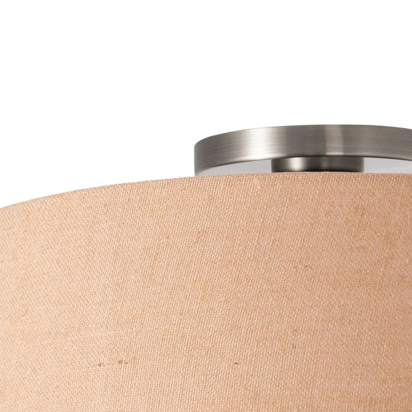 Nova California Stretch 17in 1-Light Flush Mount | Modern Satin Nickel and Burlap Linen | Dining Room & Hallway | 17 x 17 x 3.5 in | Model 2110842BU