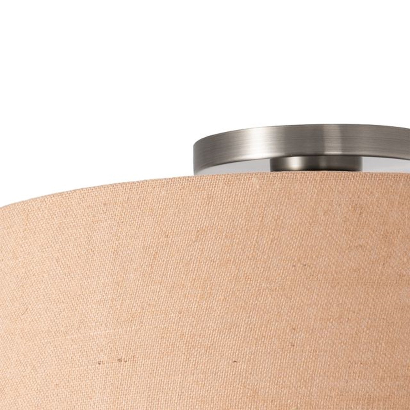 Nova California Stretch 17in 1-Light Flush Mount | Modern Satin Nickel and Burlap Linen | Dining Room & Hallway | 17 x 17 x 3.5 in | Model 2110842BU