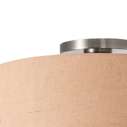 Nova California Stretch 17in 1-Light Flush Mount | Modern Satin Nickel and Burlap Linen | Dining Room & Hallway | 17 x 17 x 3.5 in | Model 2110842BU