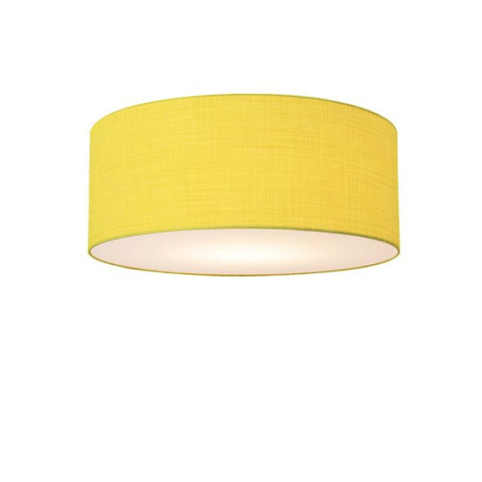 Nova California Stretch 17in 1-Light Flush Mount | Modern Satin Nickel and Mustard Linen | Bedroom & Living Room | 17 x 17 x 3.5 in | Model 2110842MU