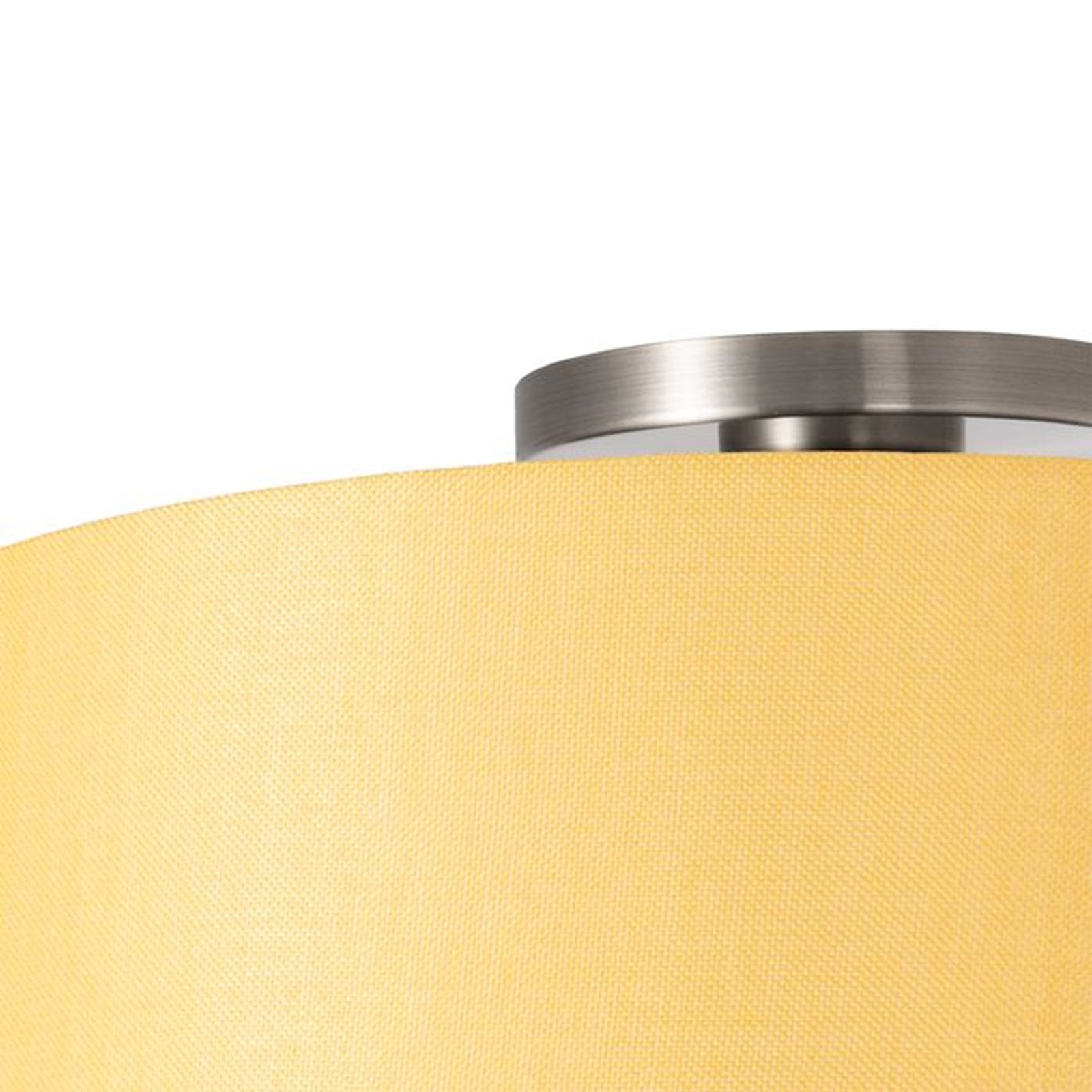 Nova California Stretch 17in 1-Light Flush Mount | Modern Satin Nickel and Mustard Linen | Bedroom & Living Room | 17 x 17 x 3.5 in | Model 2110842MU