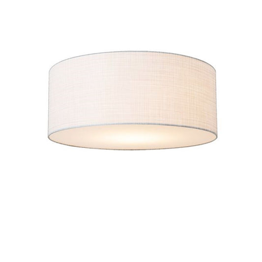 Nova California Stretch 22in 1-Light Flush Mount | Modern Satin Nickel and White Linen | Bedroom & Hallway | 17 x 17 x 3.5 in | Model 2110842WH