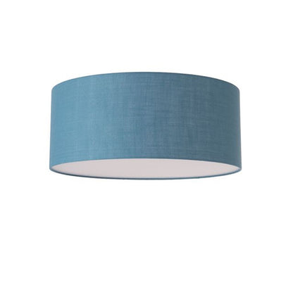 Nova California Stretch 17in 1-Light Flush Mount | Modern Weathered Brass and Pool Blue Linen Drum | Hallway & Dining Room | Model 2110843BL