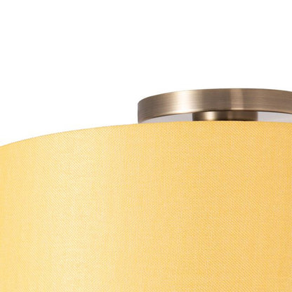 Nova California Stretch 17in 1-Light Flush Mount | Modern Weathered Brass and Mustard Linen | Bedroom & Living Room | Model 2110843MU
