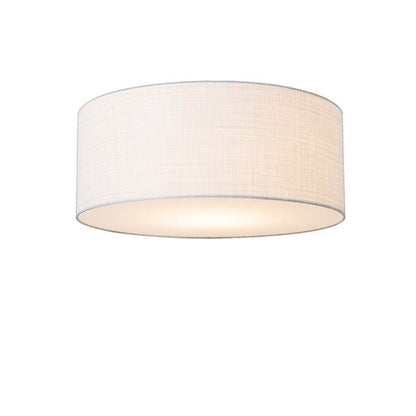 Nova California Stretch 17in 1-Light Flush Mount | Modern Weathered Brass and White Linen Drum | Hallway & Bedroom | Model 2110843WH