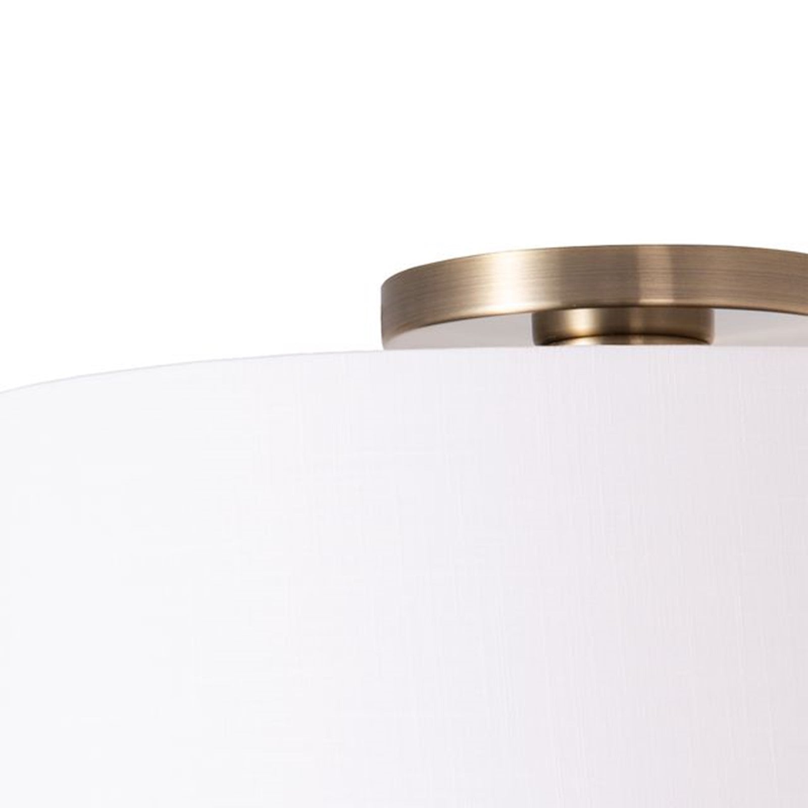 Nova California Stretch 17in 1-Light Flush Mount | Modern Weathered Brass and White Linen Drum | Hallway & Bedroom | Model 2110843WH