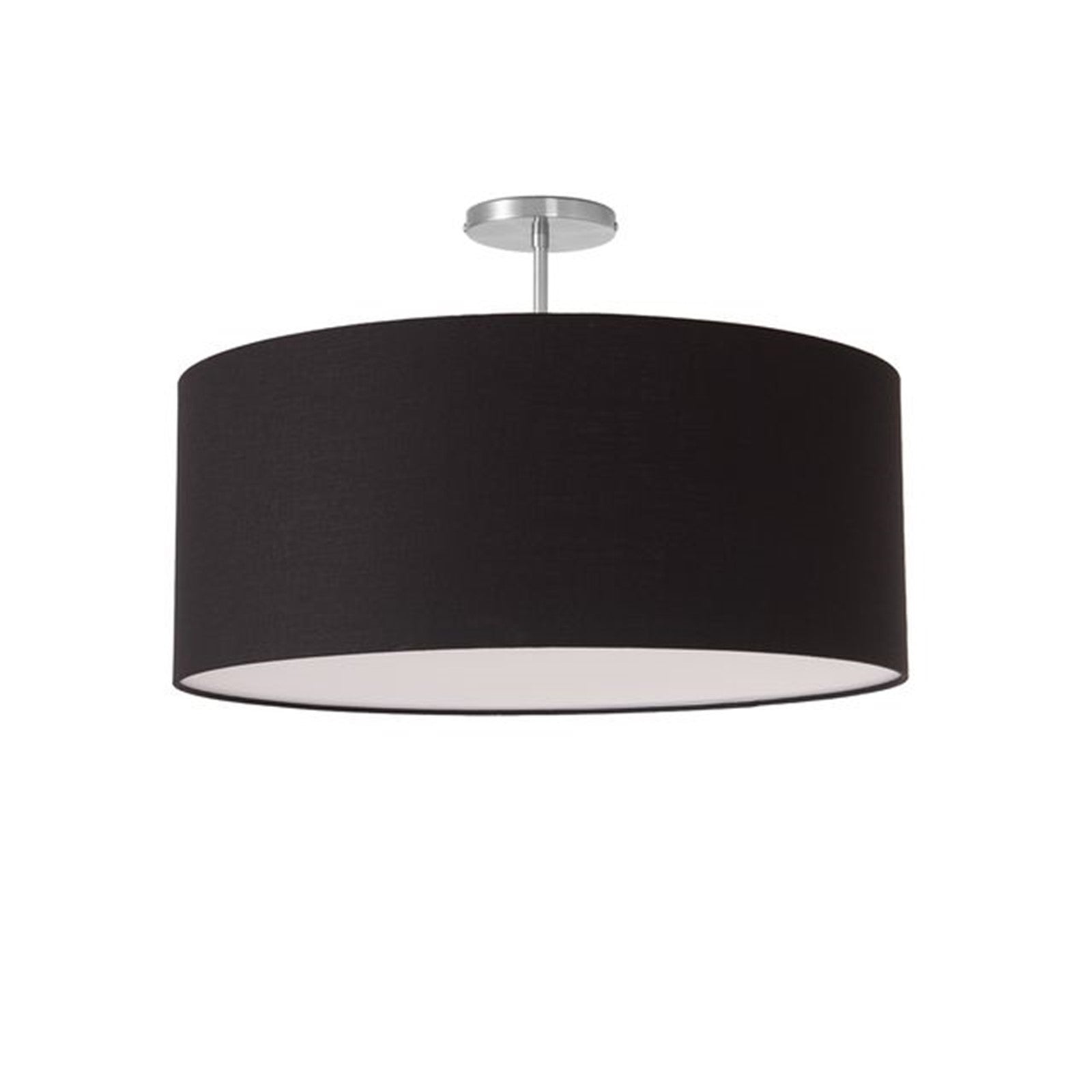 Nova California Stretch 17in 1-Light Semi-Flush Mount | Modern Satin Nickel and Black Linen Drum | Bedroom & Hallway | Model 2110844BK