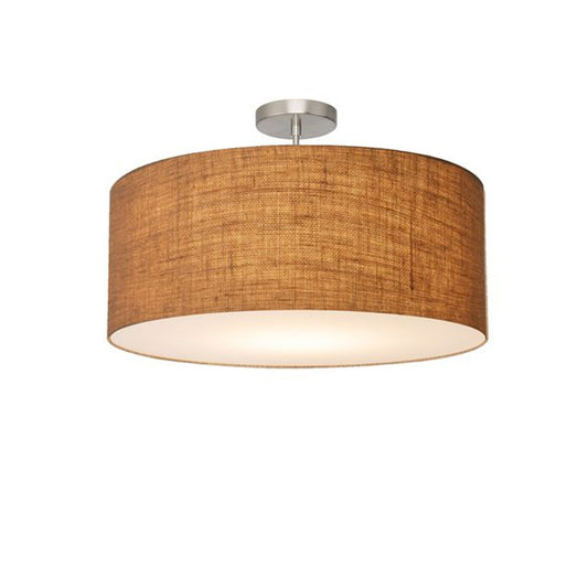 Nova California Stretch 17in 1-Light Semi-Flush Mount | Modern Satin Nickel and Burlap Linen | Bedroom & Hallway | 17 x 17 x 3.5 in | Model 2110844BU