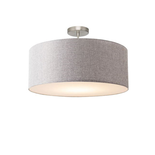 Nova California Stretch 17in 1-Light Semi-Flush Mount | Modern Satin Nickel and Cashmere Gray Linen | Bedroom & Dining Room | Model 2110844CG